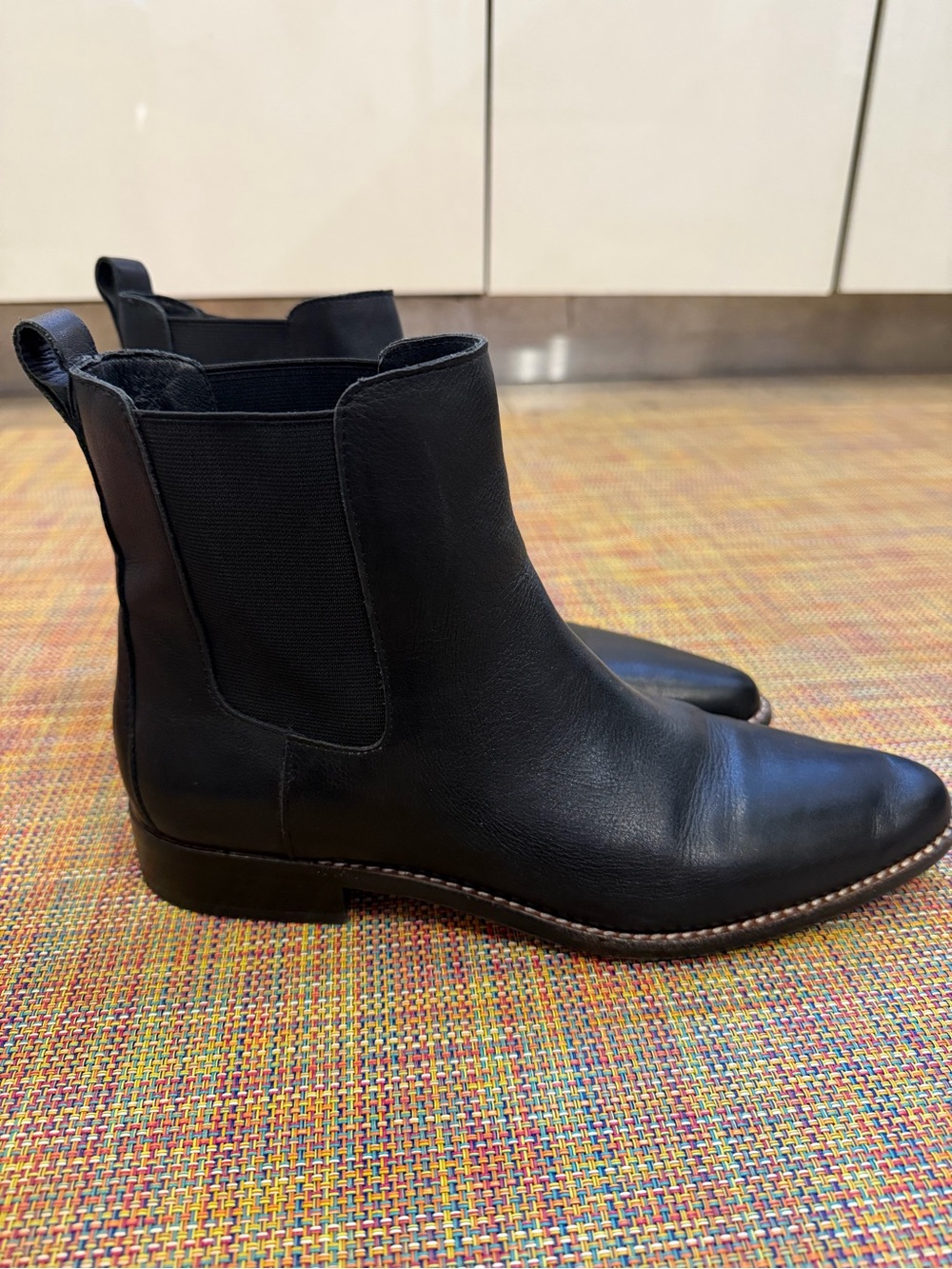 J. Crew Black Leather Chelsea Ankle Boots